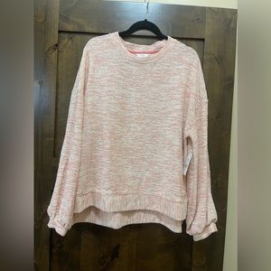 NWT Time and Tru Long Sleeve Textured Drop Shoulder Top-XL (16-18)-Red